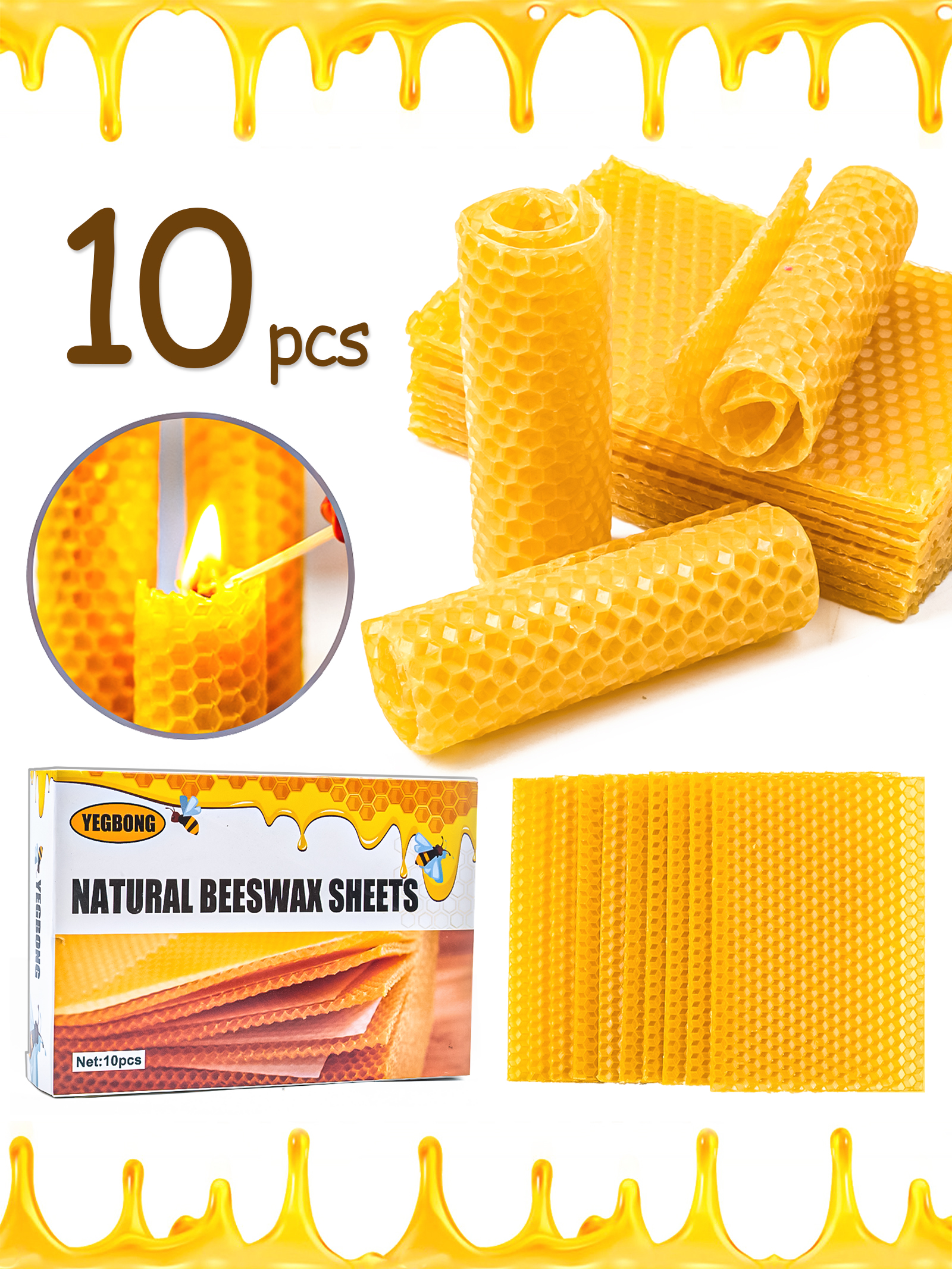 10Pcs Natural Honeycomb Bee Wa - Candle Supplies Wholesale avis et prix